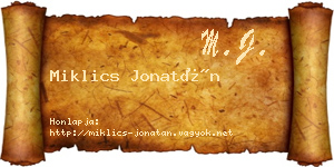Miklics Jonatán névjegykártya