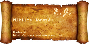 Miklics Jonatán névjegykártya